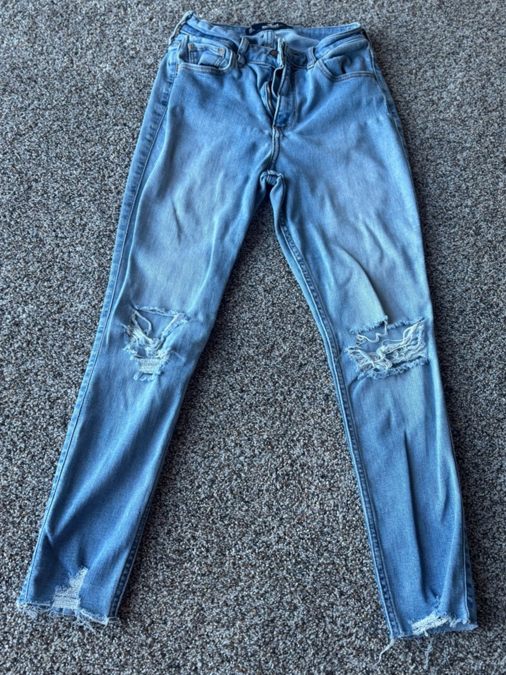 Hollister Curvy High Rise Crop Super Skinny Jeans W26 Distressed Light Wash